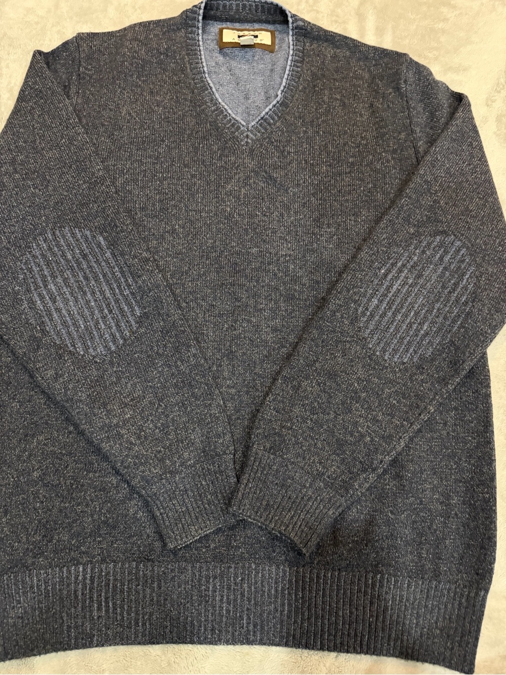 Joseph Abboud Charcoal Gray V-Neck Sweater with Elbow Patches